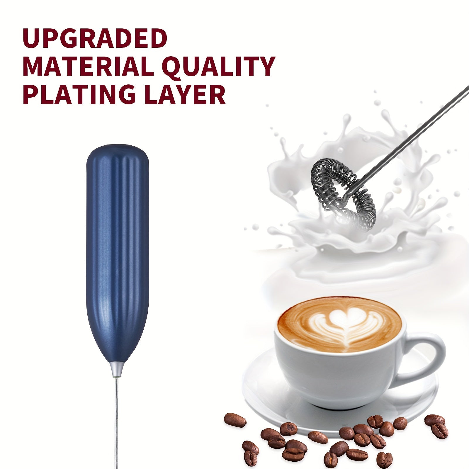 Electric Milk Frother Mini Battery Operated Stainless Steel for Coffee and Drinks