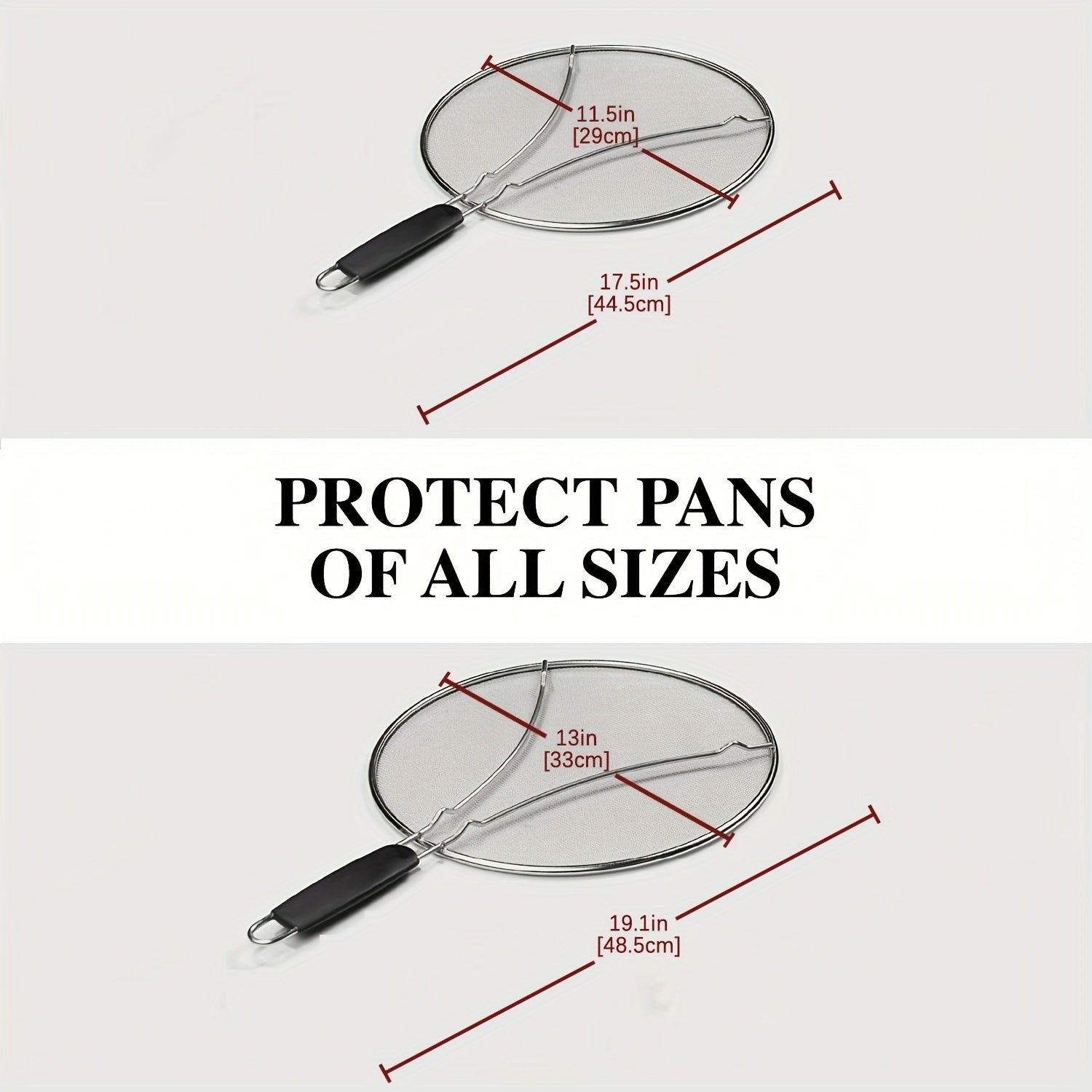 Heavy-Duty Stainless Steel Splatter Guard for Frying Pans 29cm 33cm