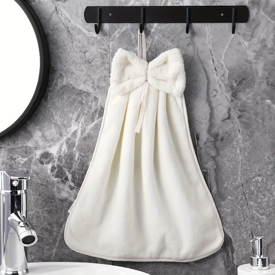 3-Piece Kitchen Towel Set Absorbent Quick-Drying Bowknot Skirt Pattern Household Cleaning