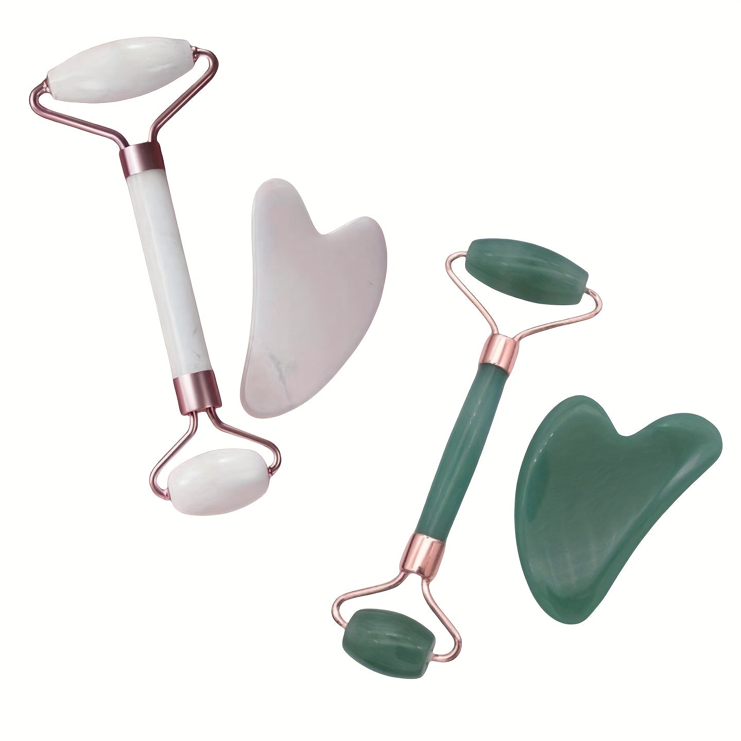 Набор из 2 розовых инструментов для скребка и массажера лица из смолы для ручного расслабления без необходимости использования батареек или питания.