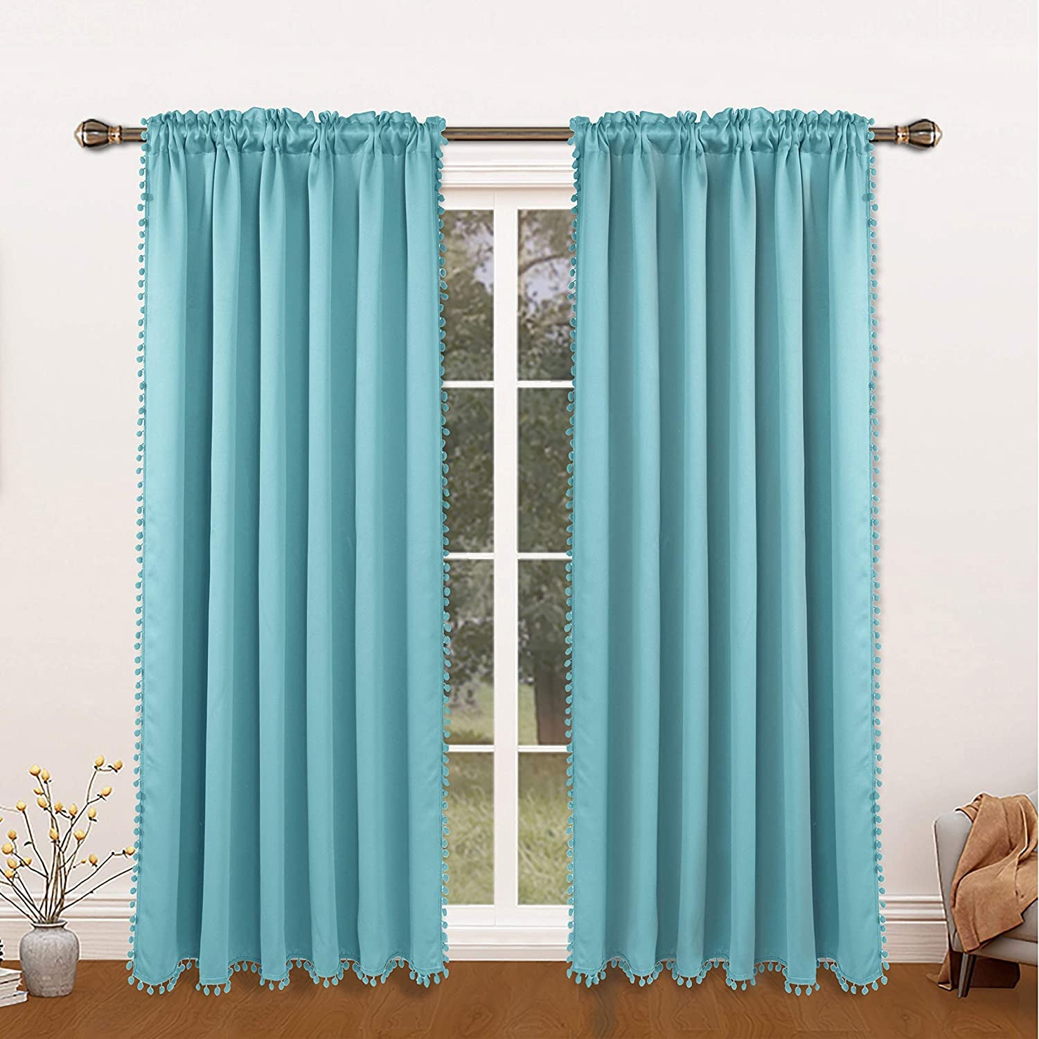 Thermal Insulated Blackout Curtain Panel for Living Room and Kitchen, Rod Pocket Design