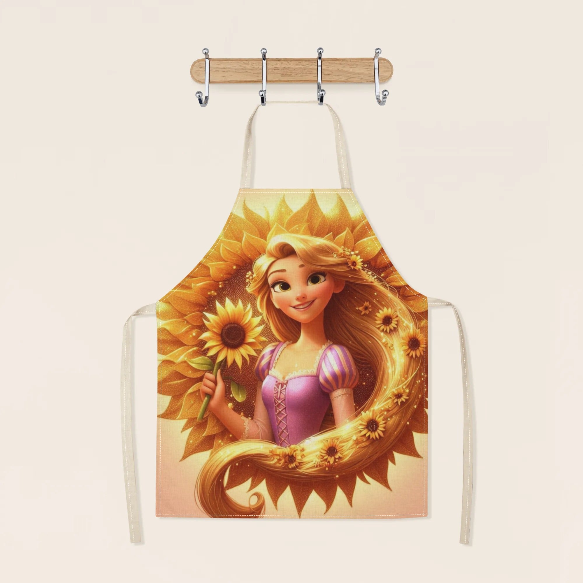 Waterproof Elsa Apron with Cartoon Princess Sunflowers for Kitchen and Restaurant Use
