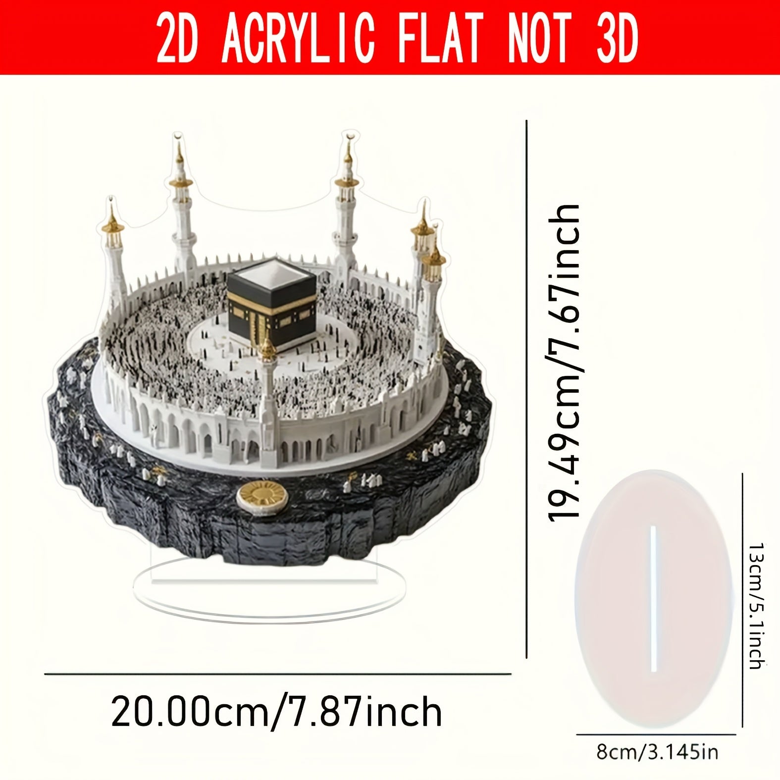 Art Deco Acrylic Crystal Kabah Model with Golden Dome Mecca Replica for Office Home Display