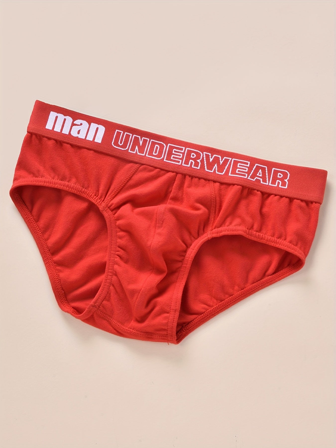 Men's Mid Waist Stretch Cotton Briefs Underwear Solid Color Medium Stretch