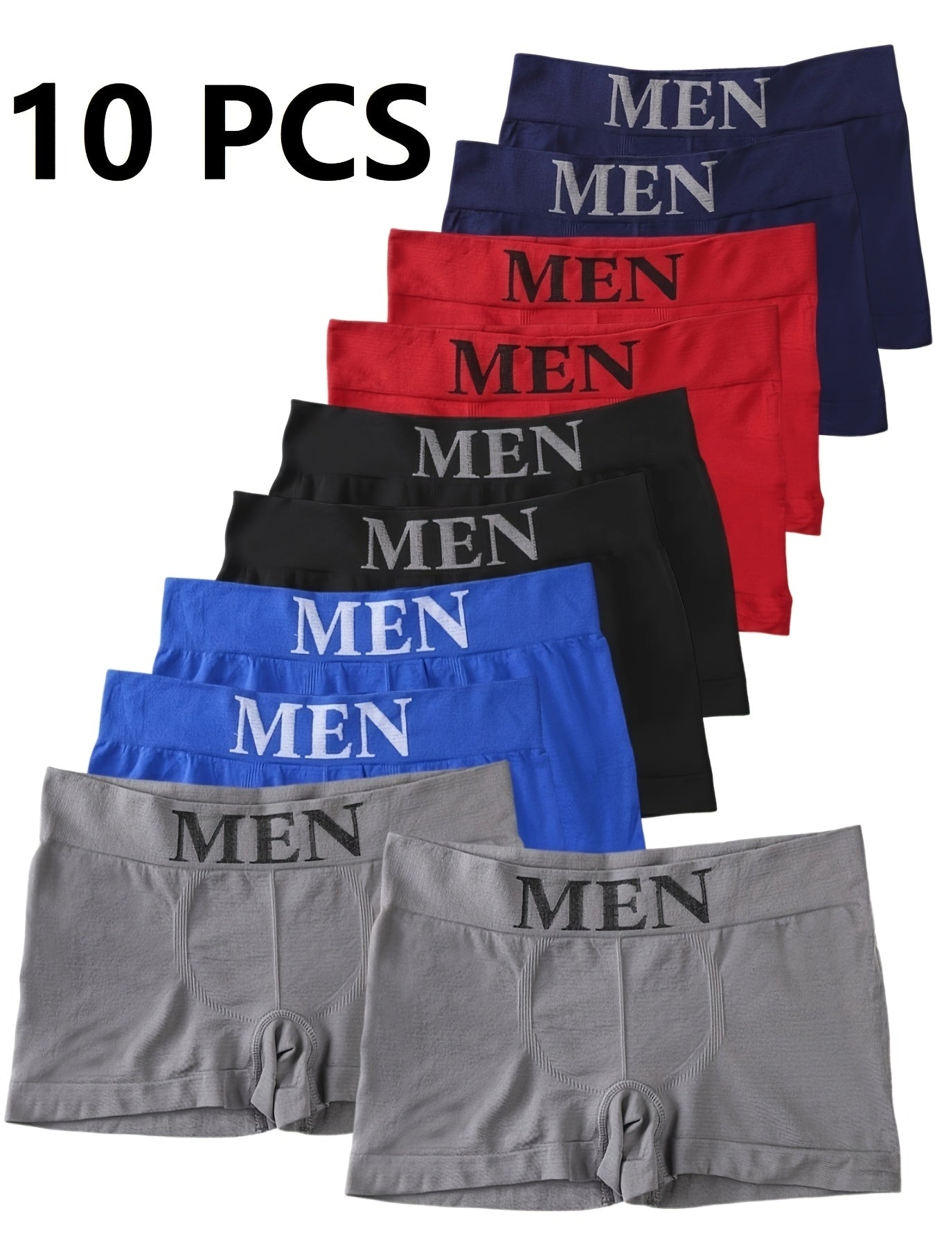 Men's Seamless Breathable Flat Leg Briefs Pack of 10 S-XL Polyester Spandex for Sports and Casual