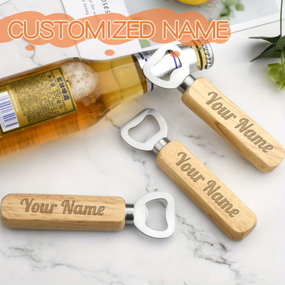Llavero abrebotellas de madera personalizado con logotipo y número de teléfono grabados