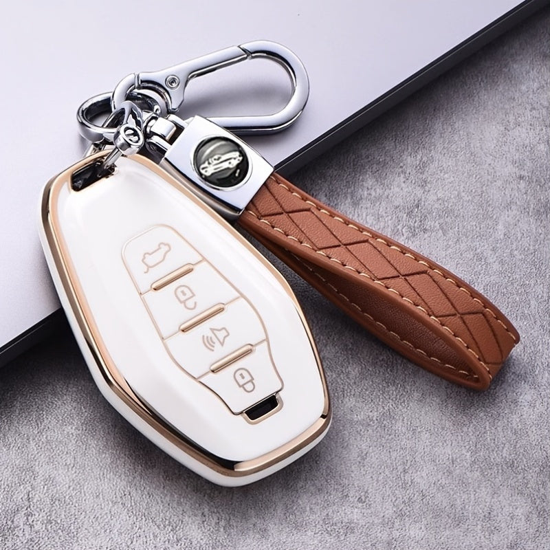Soft TPU Key Fob Cover with Keychain for SUV Remote Control Protection