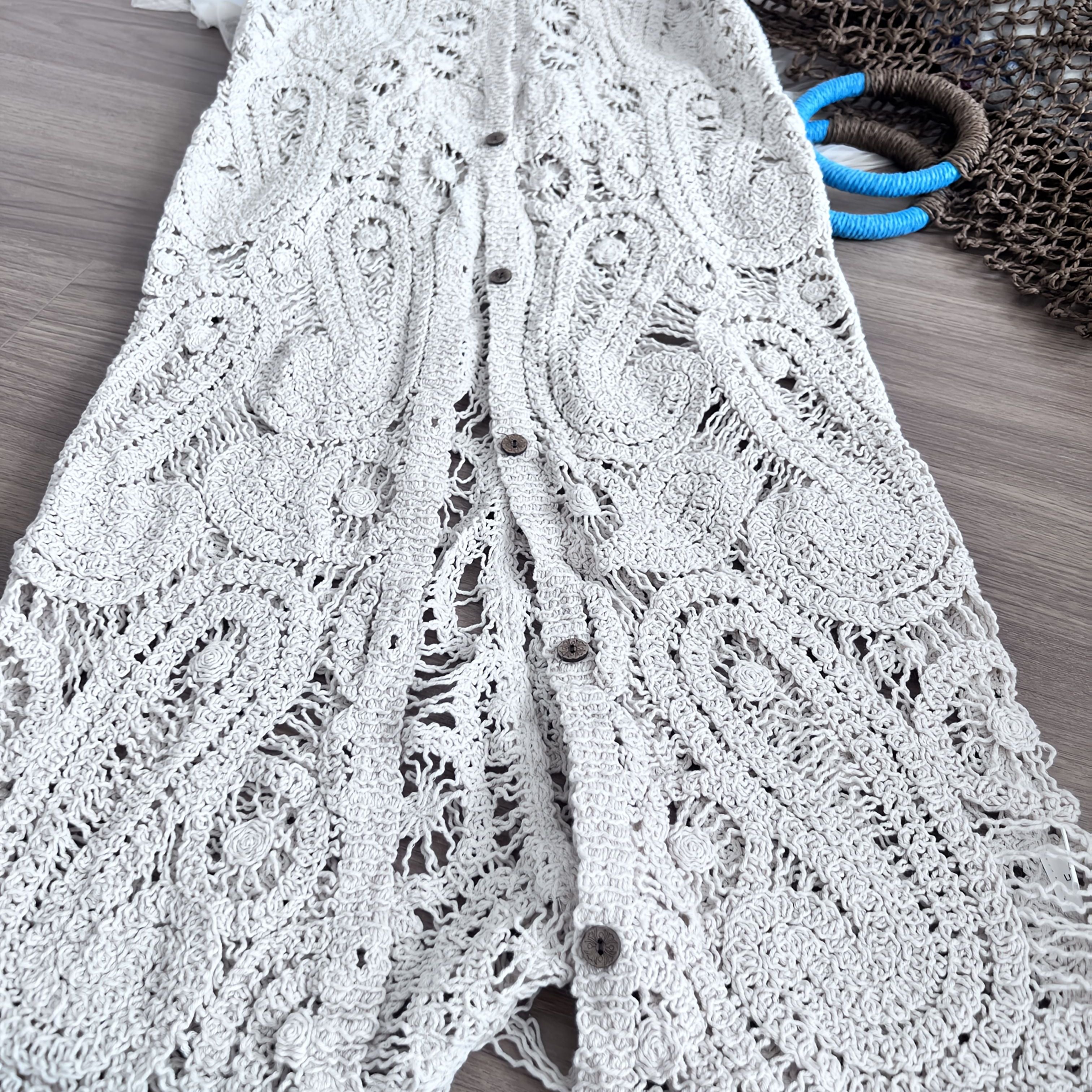 Plus Size Hollow Boho Style Sundress Women's Beach Holiday Dress