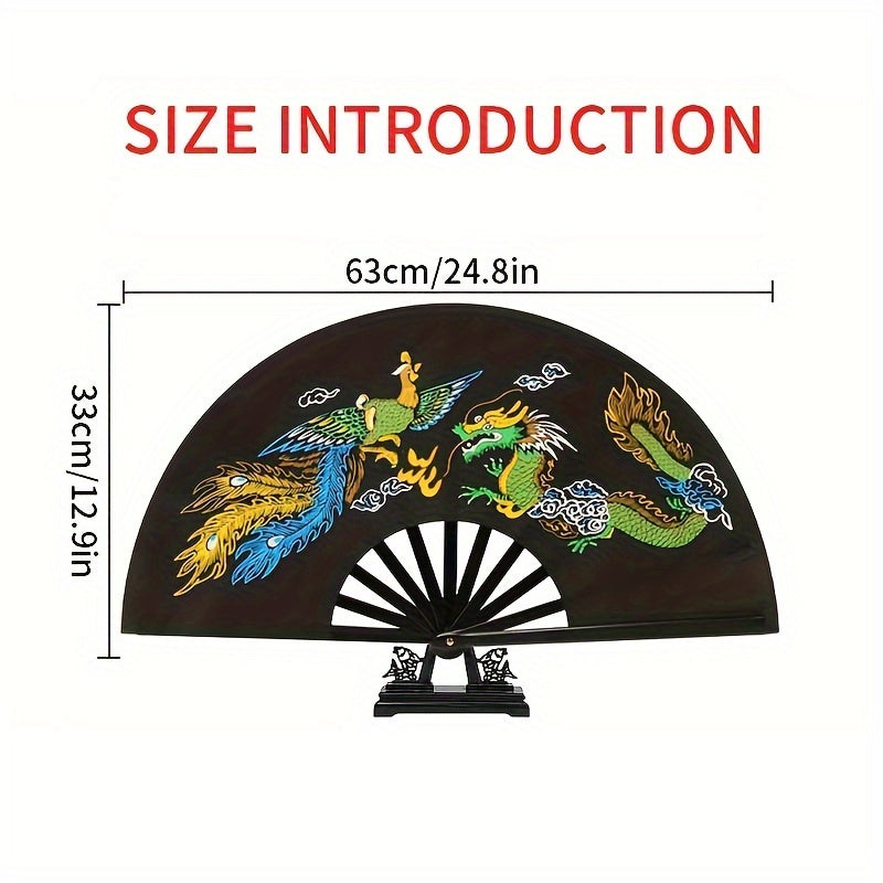 Traditional Chinese Tai Chi Martial Arts Fan with Dragon Design for Performance and Dance Unisex Accessory