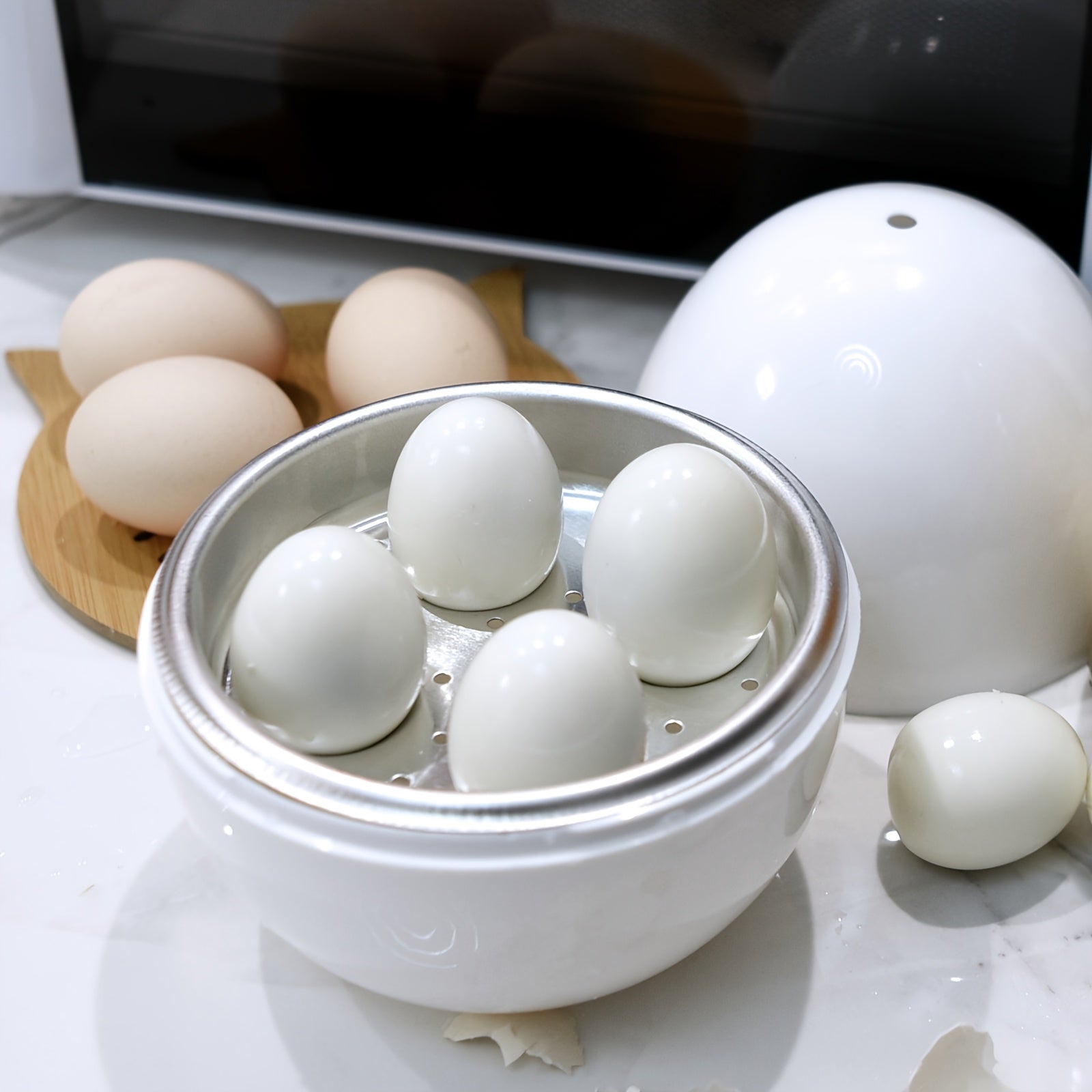 Mini Microwave Egg Steamer with Lid for Soft and Hard Boiled Eggs