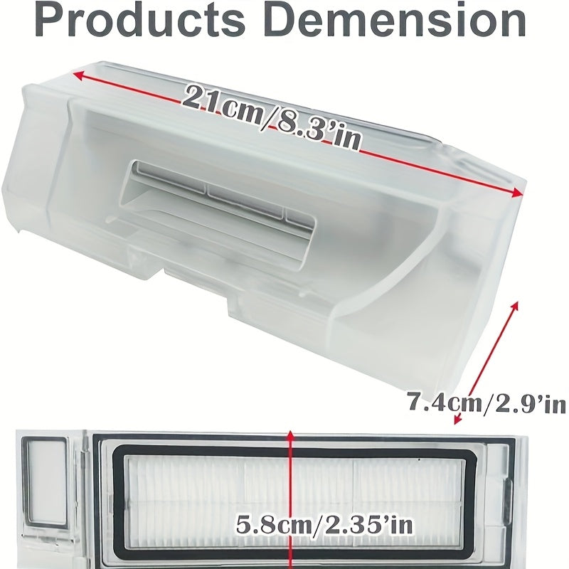 Xiaomi X10+/X10 Plus/B101CN/B101GL va Mijia Omni 1S, Dreame L10S Ultra/S10 Pro uchun mustahkam plastik chang qutisi. Qo'ltiq bilan shaffof dizayn, samarali filtratsiya tizimi, oson parvarish.