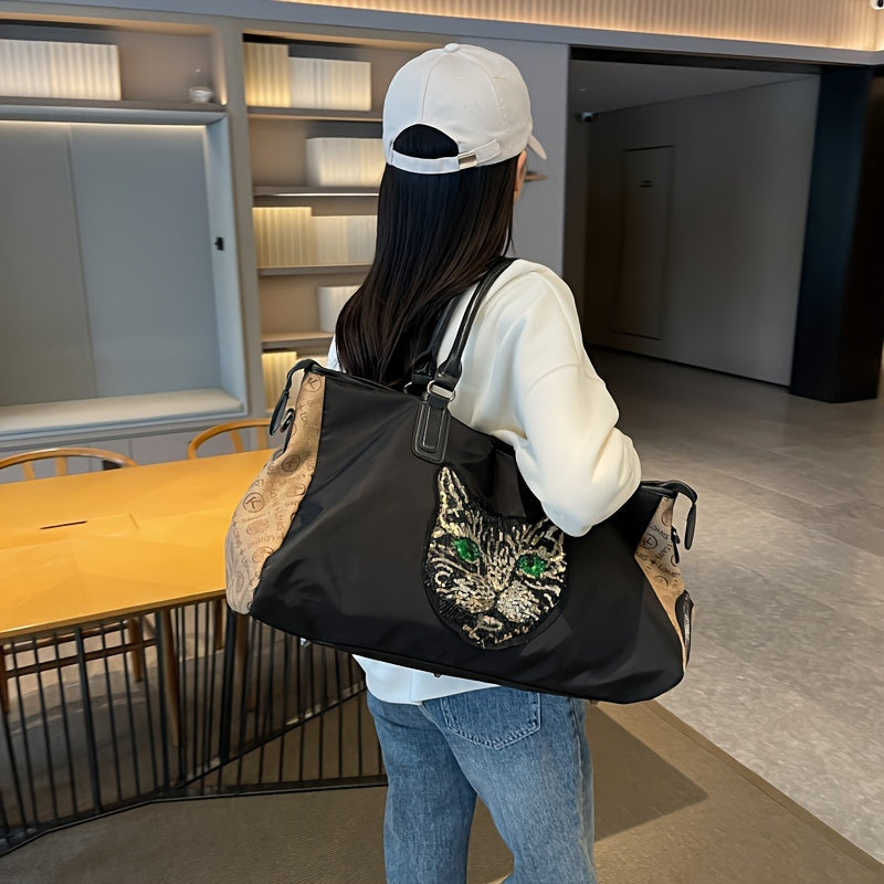 Bolsa de viaje estilo casual de gran capacidad para fitness, yoga, deportes, negro