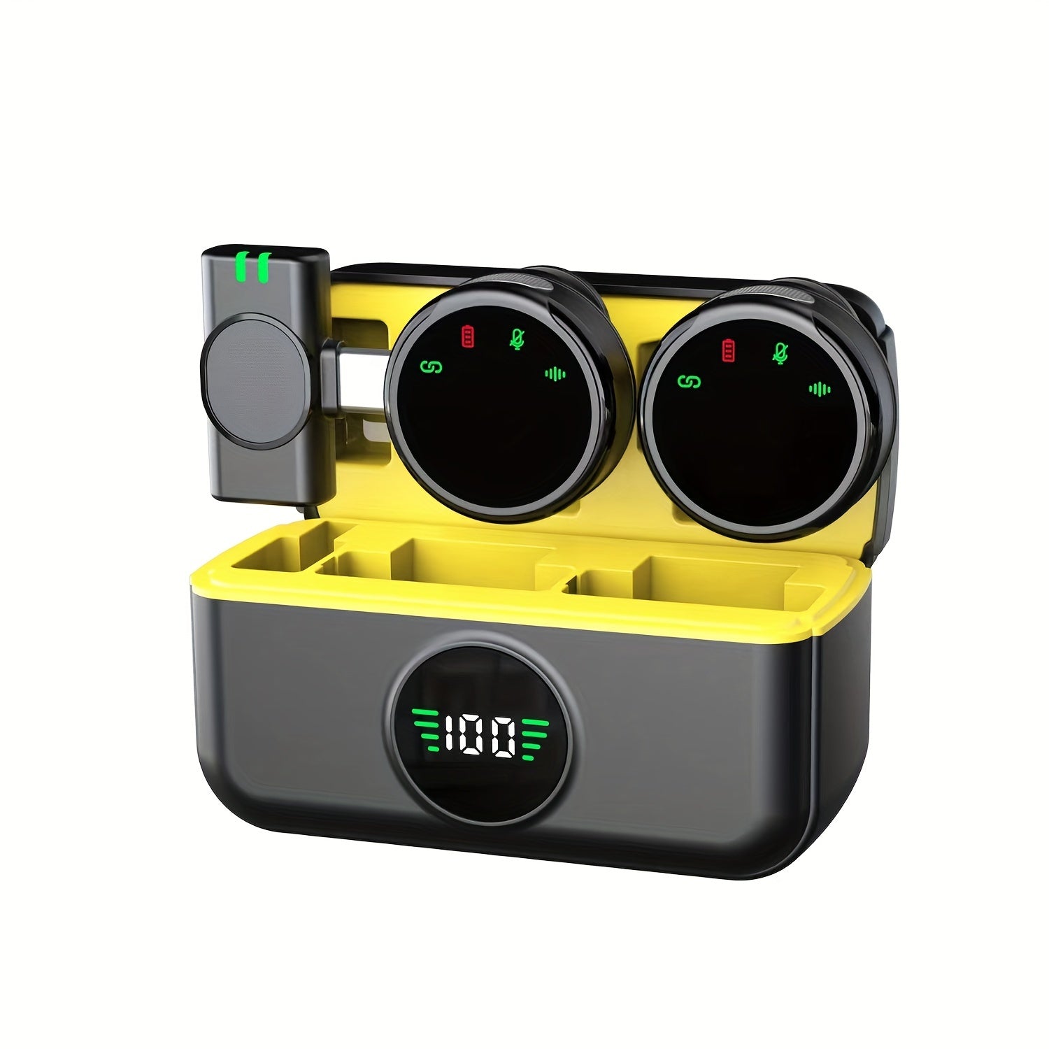 2 беспроводных петличных микрофона с зарядным кейсом для смартфонов, идеально подходящих для видеозаписи, ведения блогов и интервью.