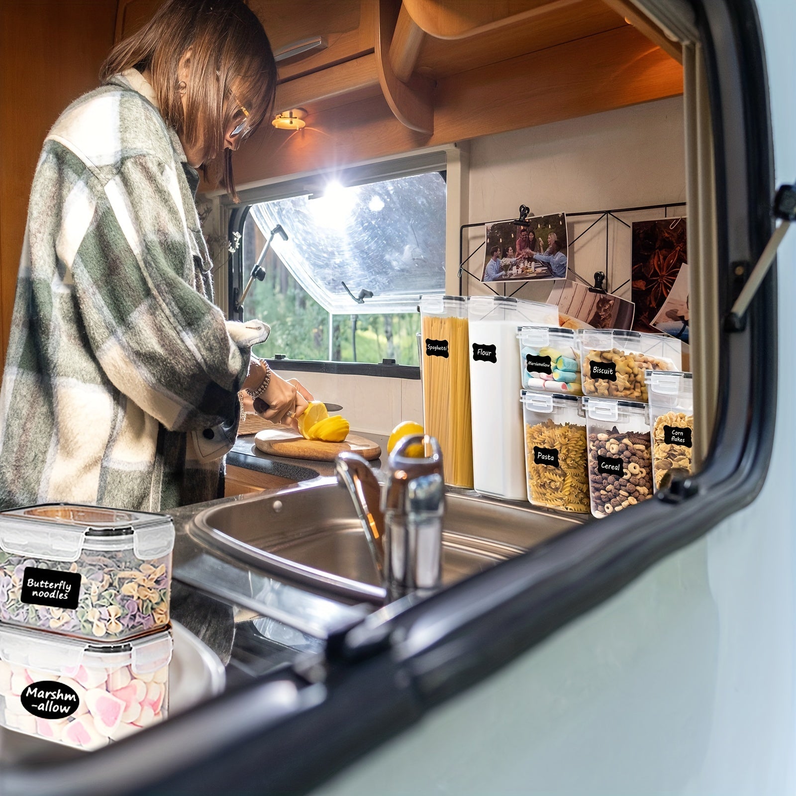 BPA Free Plastic Food Storage Containers Set for RV Kitchen Cereal Canisters