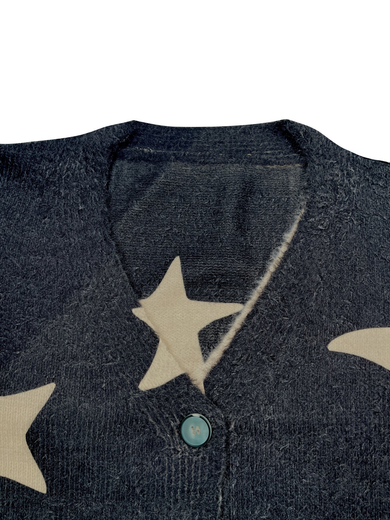 Cárdigan de efecto punto para mujer con estampado y cuello en V oversize