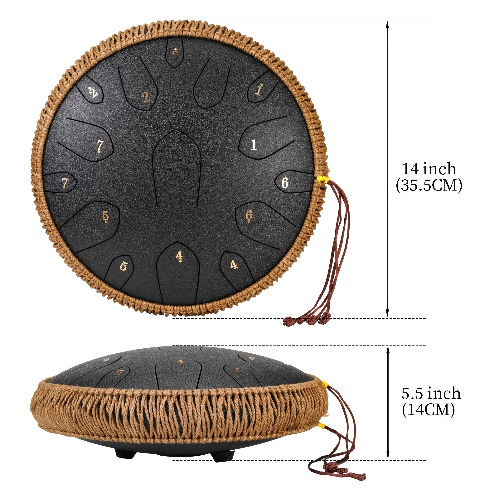 D kalitida 35.56 sm po'lat tilt tongi, kalitlar bilan sumka va musiqa ta'limi va ko'ngilochar uchun kitob bilan