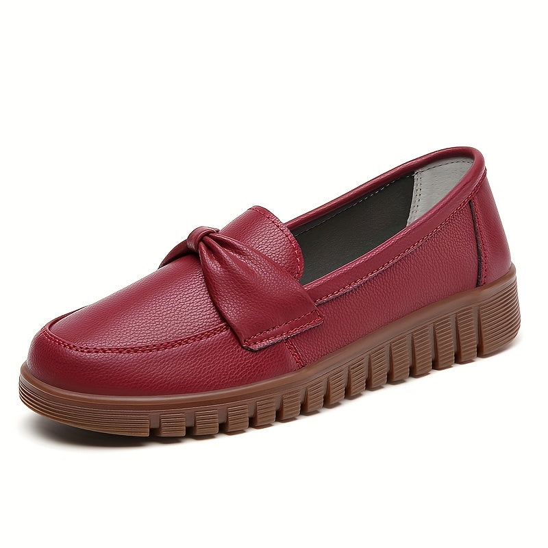 Women's Loafers Slip-On Flats Non-Slip White Black PU Round Toe