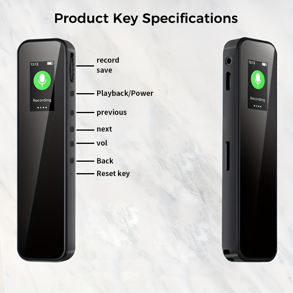 1 dona Raqamli Ovozni Qaytargich 64GB/32GB sig'im bilan, Ovozni Faollashtirish, LCD Displey, SD Kart Qo'llab-quvvatlash, WAV format, USB Zaryadlash, Qayta Zaryadlanadigan Batareya, O'zgaruvchan Tezlik. Uchrashuvlar uchun ideal.