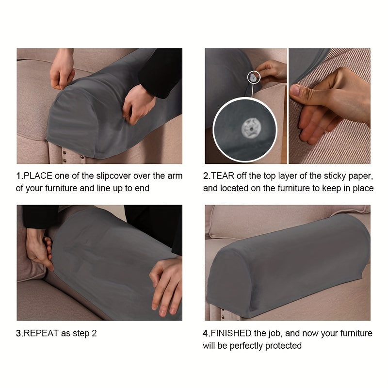 2 шт. чехлов на кресло из спандекса с растяжимыми чехлами на подлокотники для стульев и диванов. Нескользящий чехол для дивана, защитник мебели для домашнего декора.