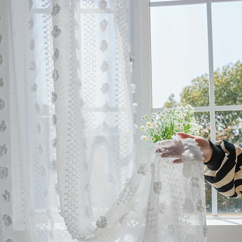 French Country Style Sheer Curtain with Jacquard Pattern for Living Room or Bedroom
