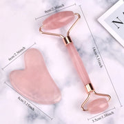 2pcs Facial Massage Roller and Gua Sha Set Dual Head Heart-Shaped Scrapers for Skincare