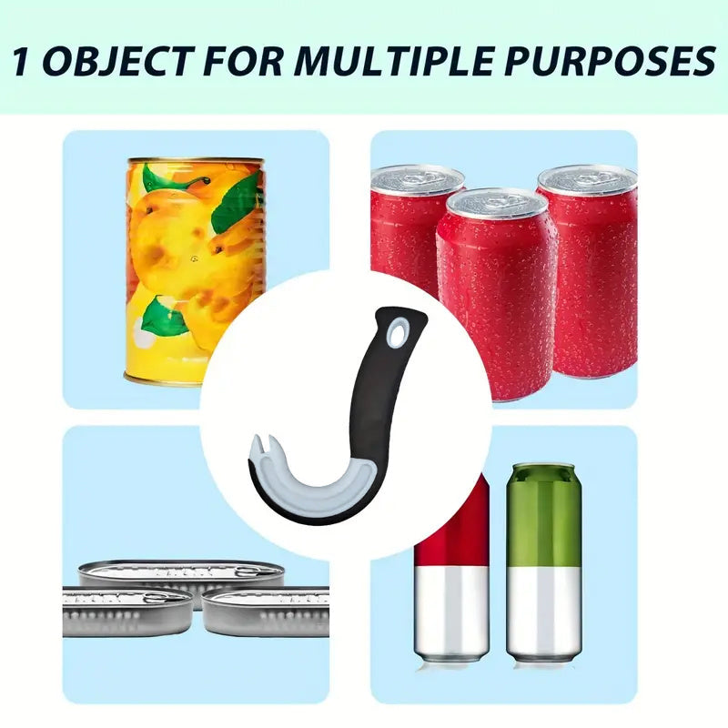 Can Opener Manual Ring Pull Non-Slip Rubber Handle Aluminum Kitchen Tool