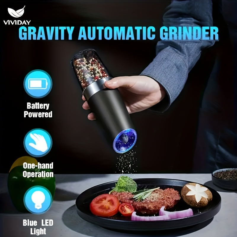 Электрическая кофемолка с технологией гравитации, светодиодной подсветкой, регулируемыми настройками для крупного и мелкого помола, портативная для черного перца, сычуаньского перца и морской соли