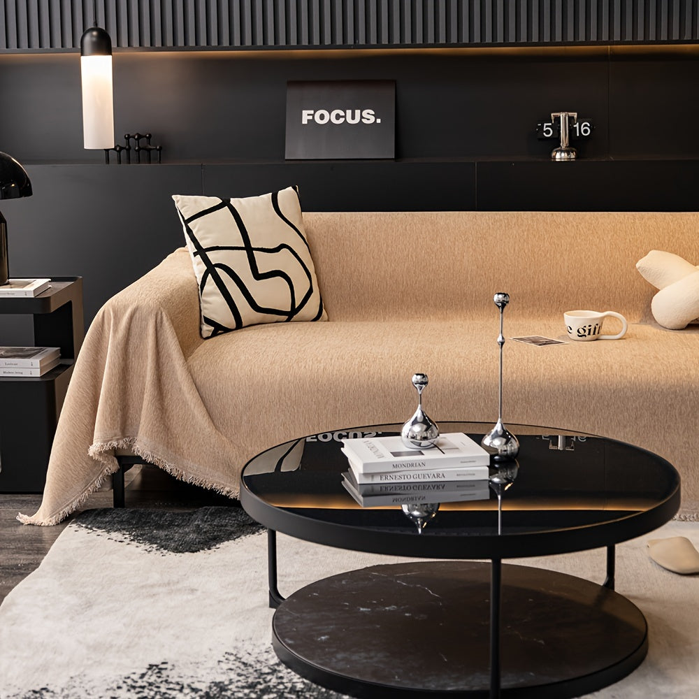 Tasselli suv o'tkazmaydigan divan qoplamasi, yuvilishi mumkin va bardoshli, yashash xonasi uy bezaklari uchun universal mebelni himoya qilish.