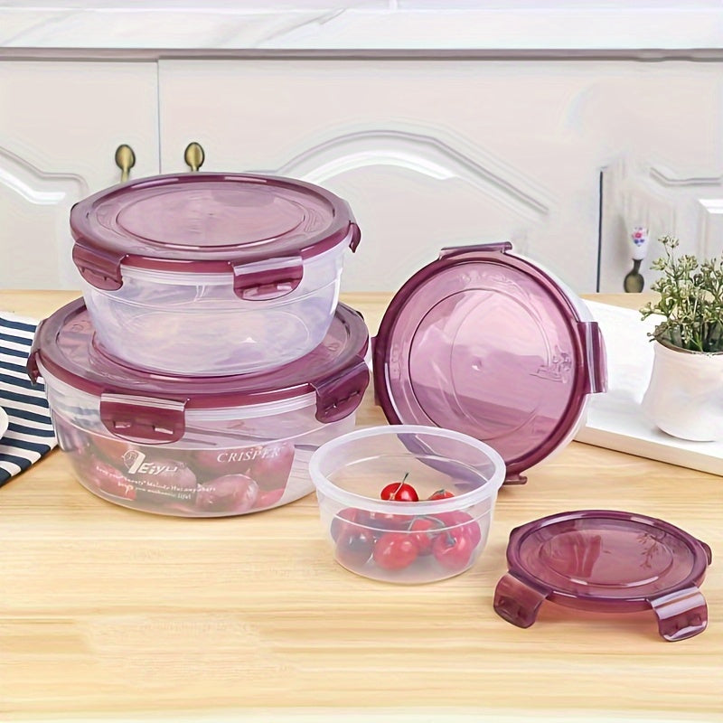 Set of 4 Plastic Food Storage Bowls with Lids Microwave Safe Reusable Kitchen Containers
