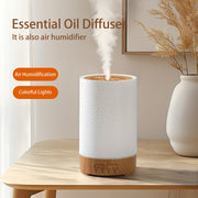 Humidifier with 150ml Capacity, 7-Color Adjustable Light, Wood Grain Finish, USB Powered for Desktop and Room Use