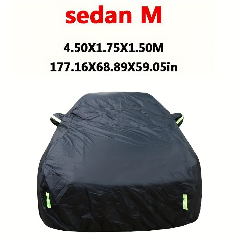 Universal avtomobil qopqog'i tashqi quyosh, qor, UV, suv o'tkazmaydigan, zipli, qora, S-XXL