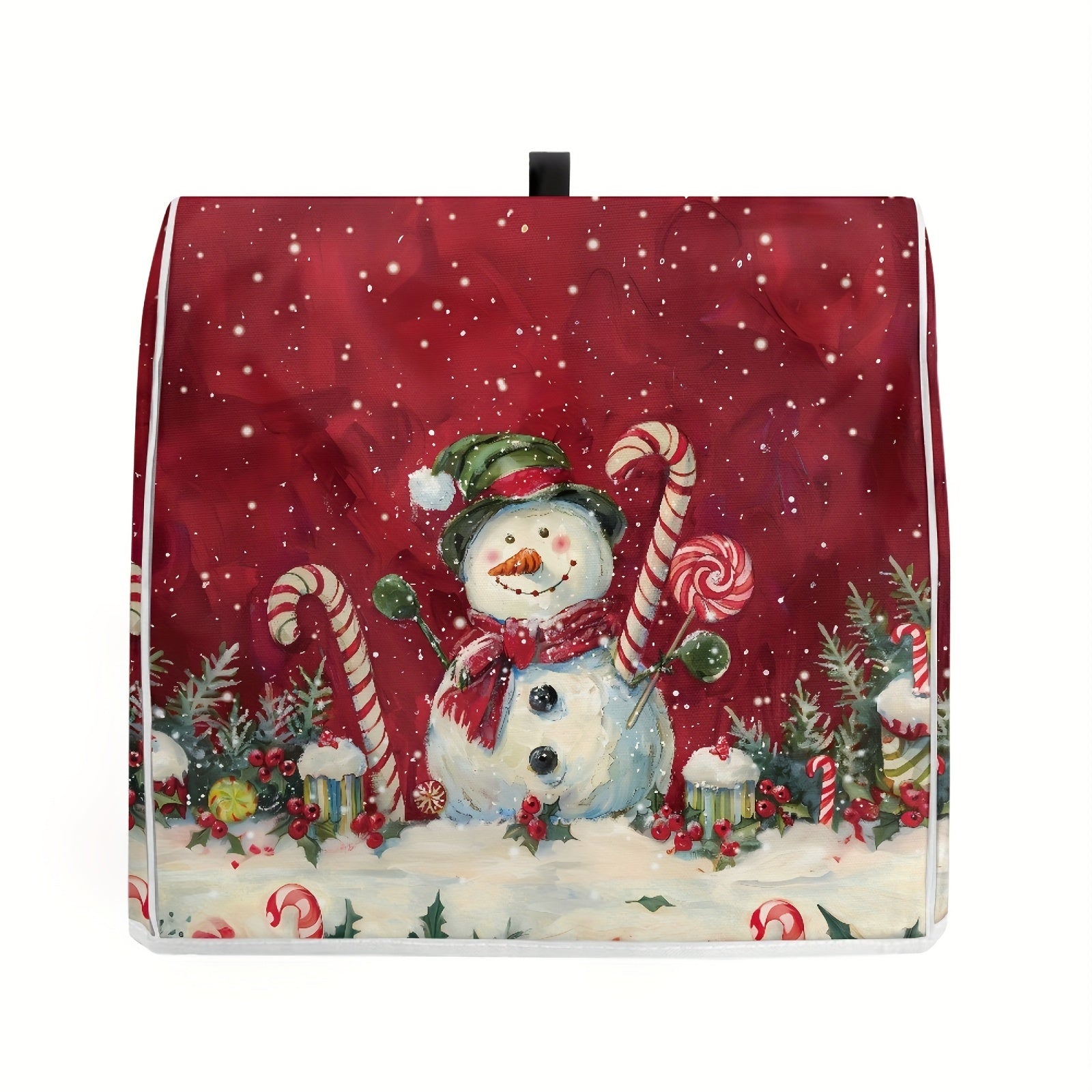 Christmas Snowman Print Stand Mixer Cover Dustproof Kitchen Accessory with Front Pocket