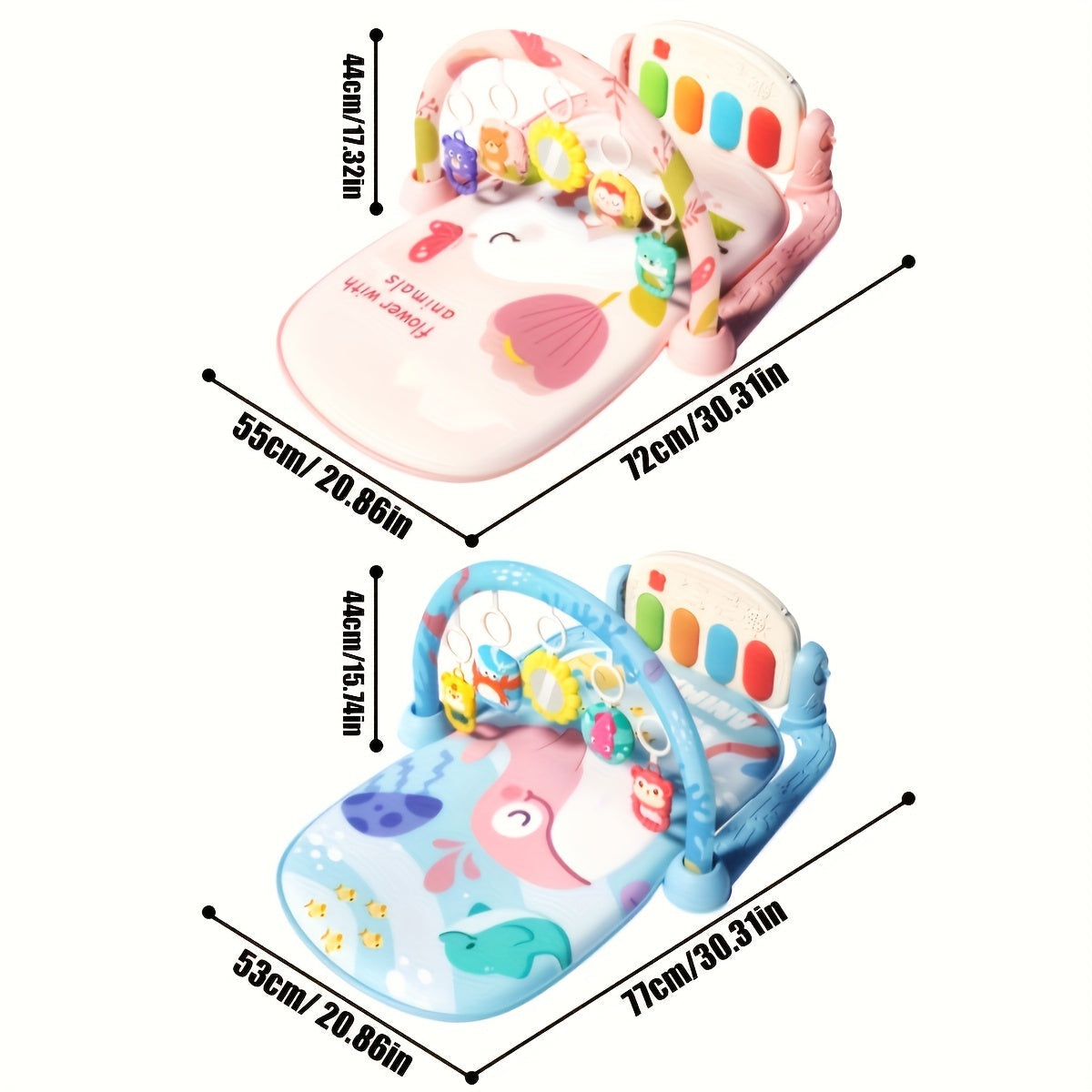 Игровой коврик с ракетной тематикой и музыкальной педалью пианино для малышей в возрасте от 0 до 3 лет, универсальное активное одеяло в синем/красном/зеленом цвете - отличный подарок на дни рождения, праздники и особые случаи.