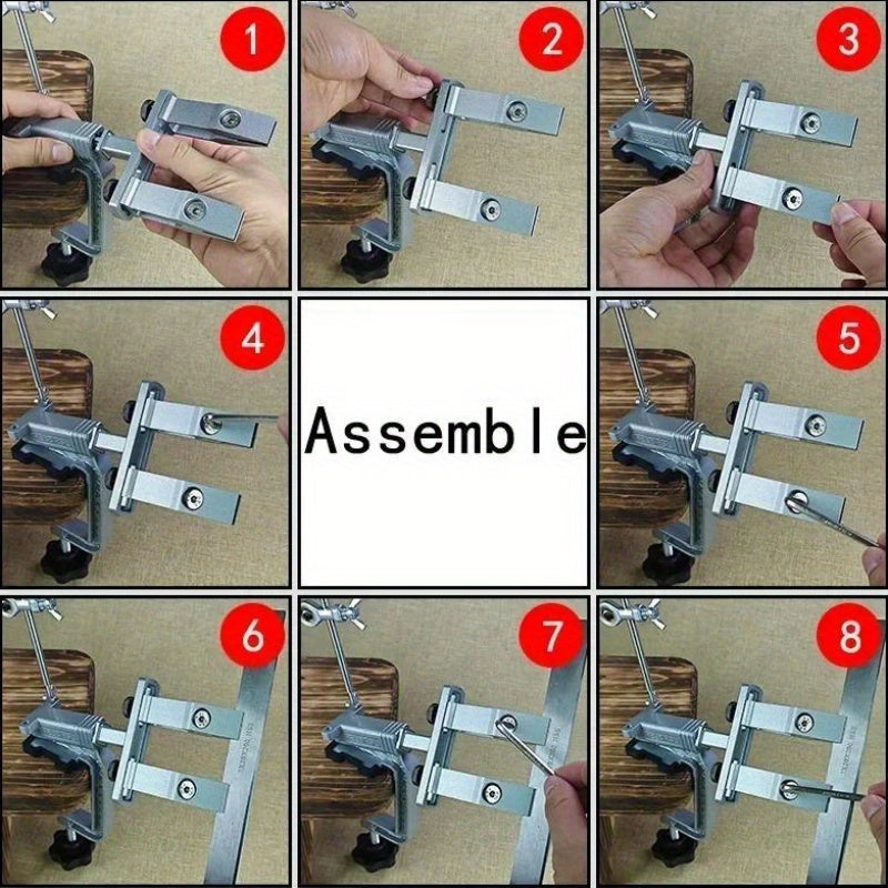 Ручной кухонный точильный камень с фиксацией угла и набором шлифовальной крупы из эмery