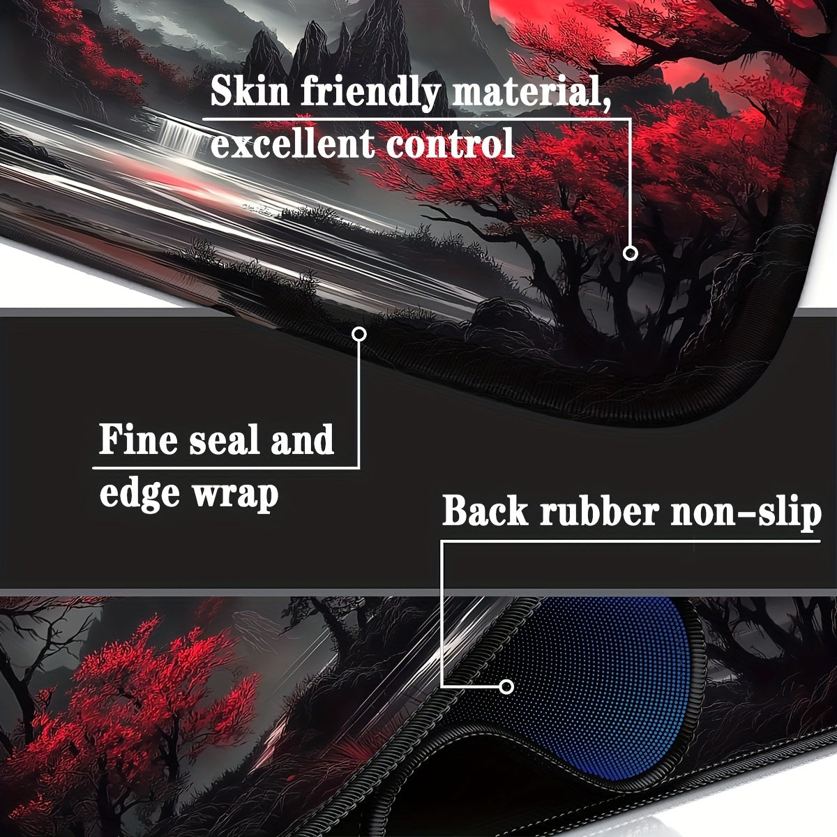 Large Dark Moon Gaming Keyboard Pad with Non-Slip Rubber Base and Precision Stitching