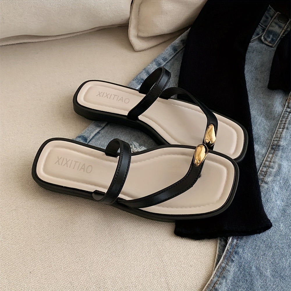 Women's Slip-On Sandals Non-Slip Open-Toe Beach Shoes Black White