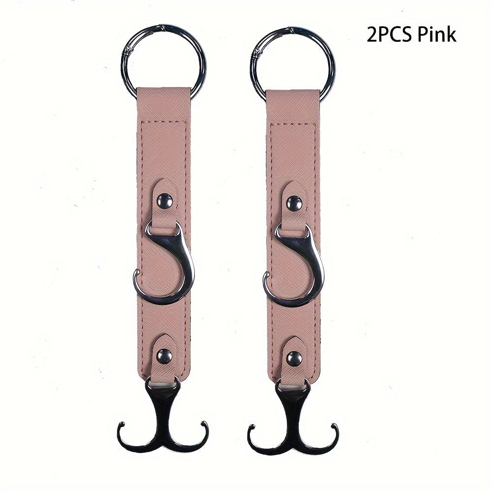 2PCS PU Leather Car Seat Hooks Auto Interior Organizer Hangers for Bags and Coats