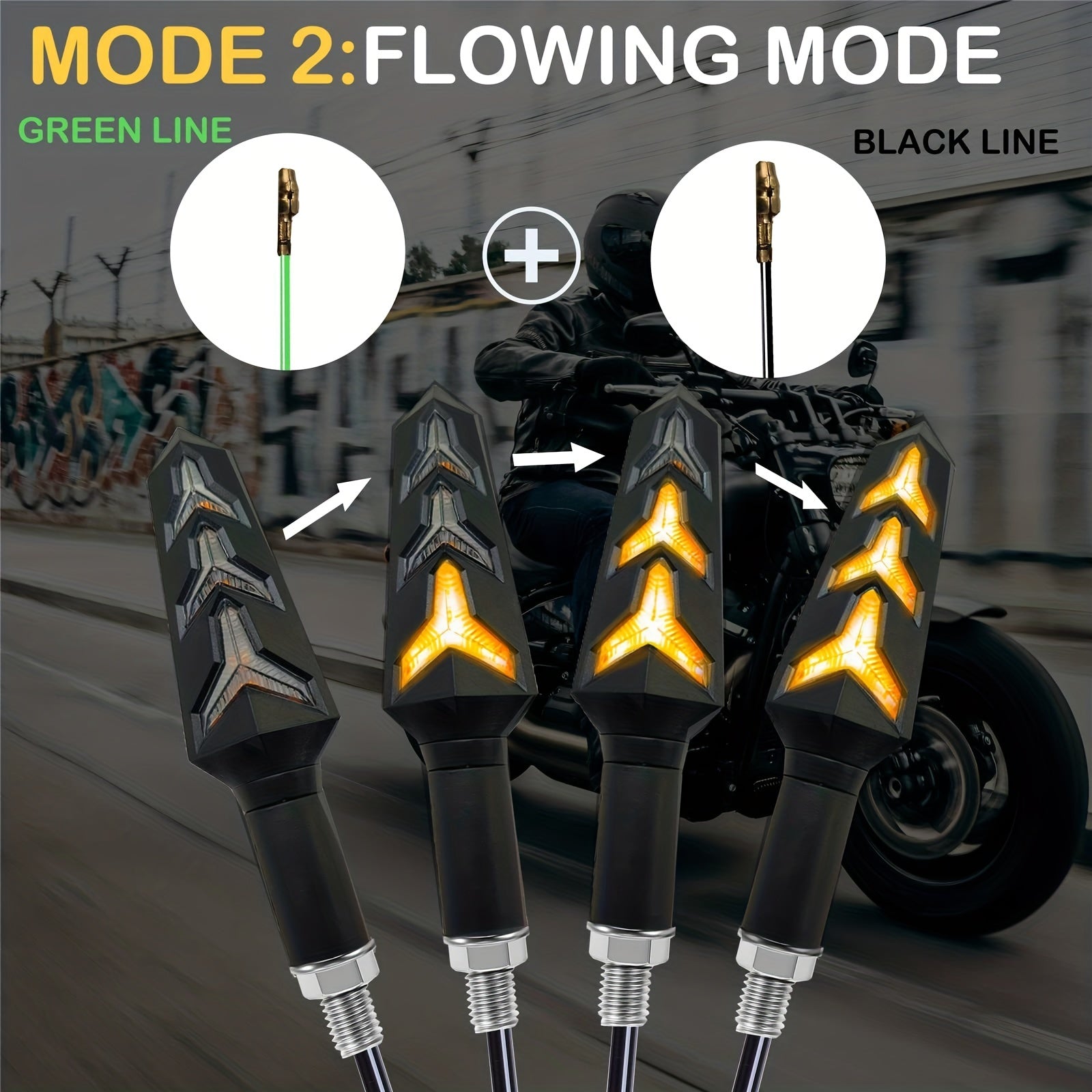 Universal motosikl suv oqimi ko'rsatuvchi chiroq, relé bilan, egiluvchan orqa chiroq