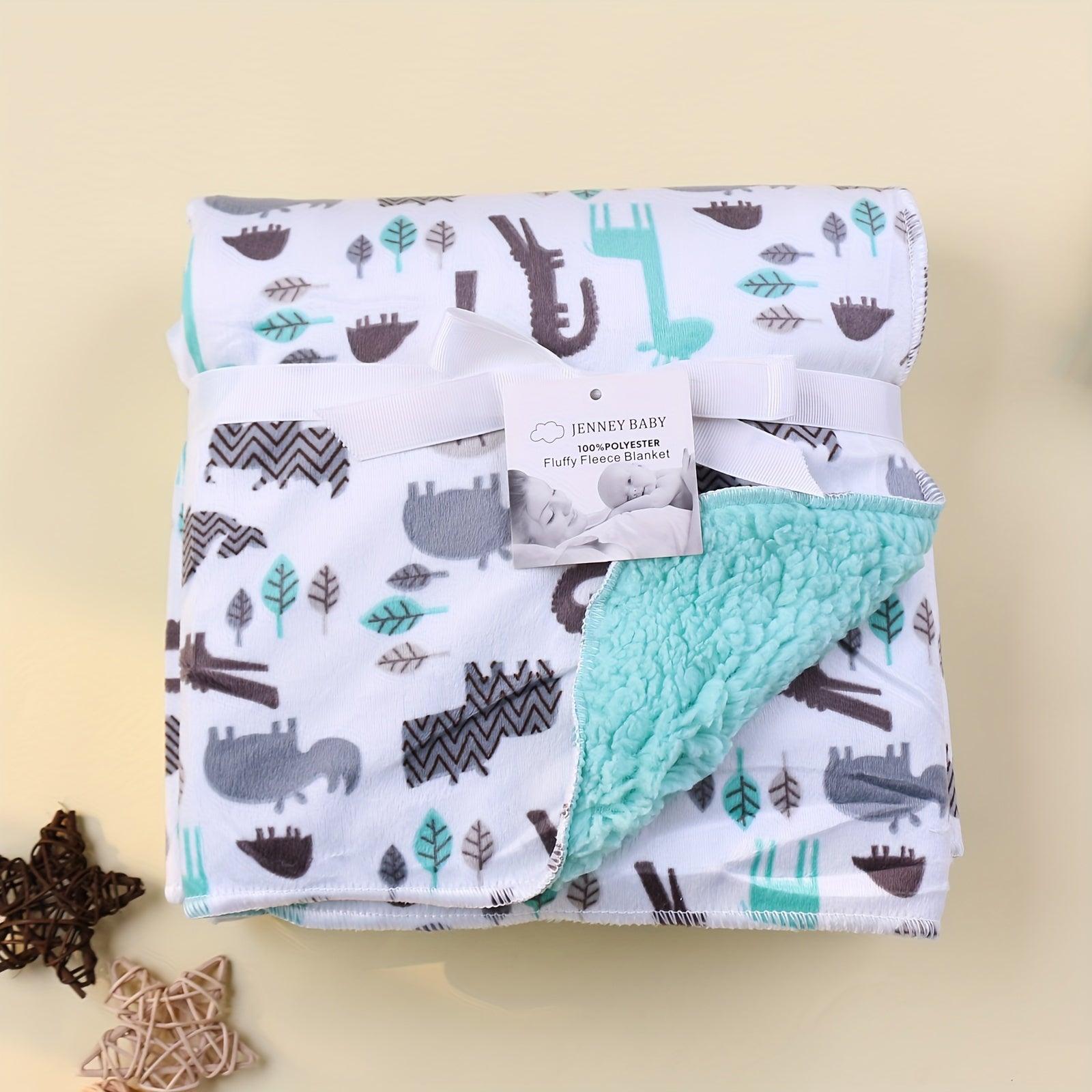 Baby Sherpa Fleece Blanket with Cartoon Print for Infants and Toddlers