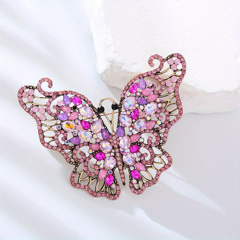 Crystal Butterfly Brooch Pin Rhinestone Lapel Badge for Women Men Jewelry Accessories
