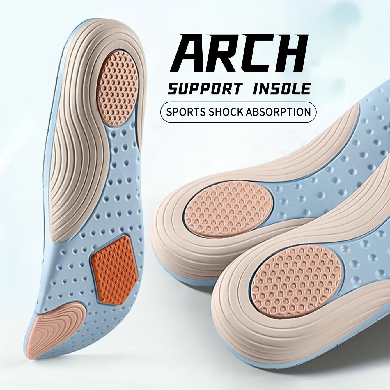 Unisex Breathable EVA Arch Support Sports Insoles for Running and Casual Shoes