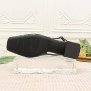 Women's Square Toe Pumps Faux Leather Crocodile Pattern Chunky Heel Dress Shoes