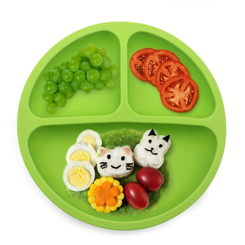Baby Silicone Suction Plate with Divided Design and Lid for Babies Dinner