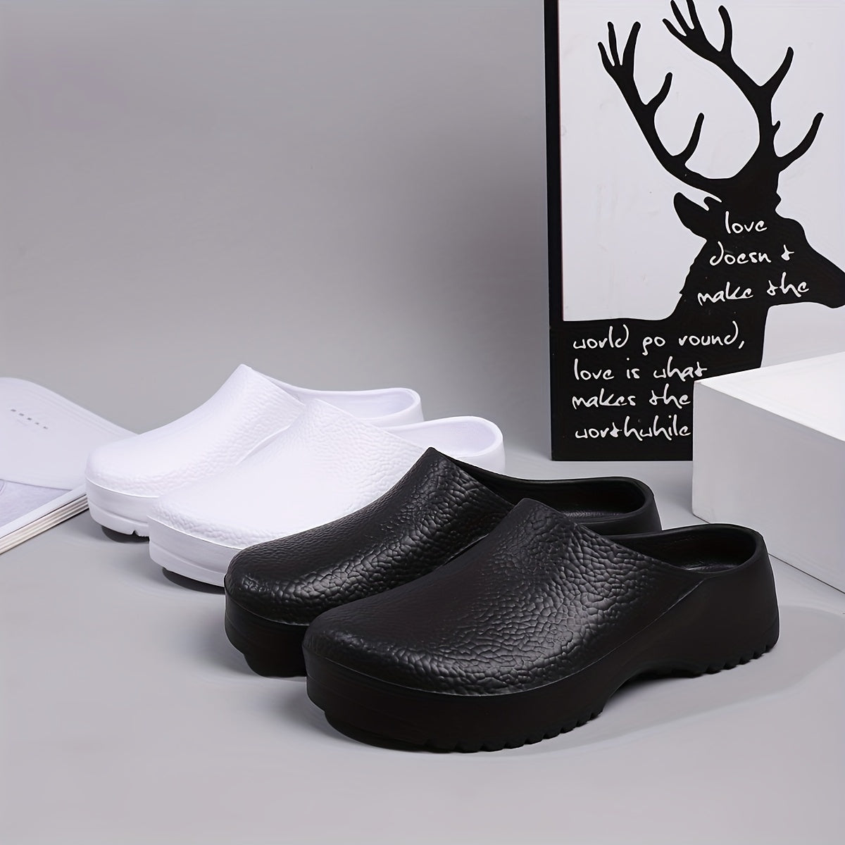 Women's Waterproof Non Slip Kitchen Work Mules Casual Slip-On Shoes