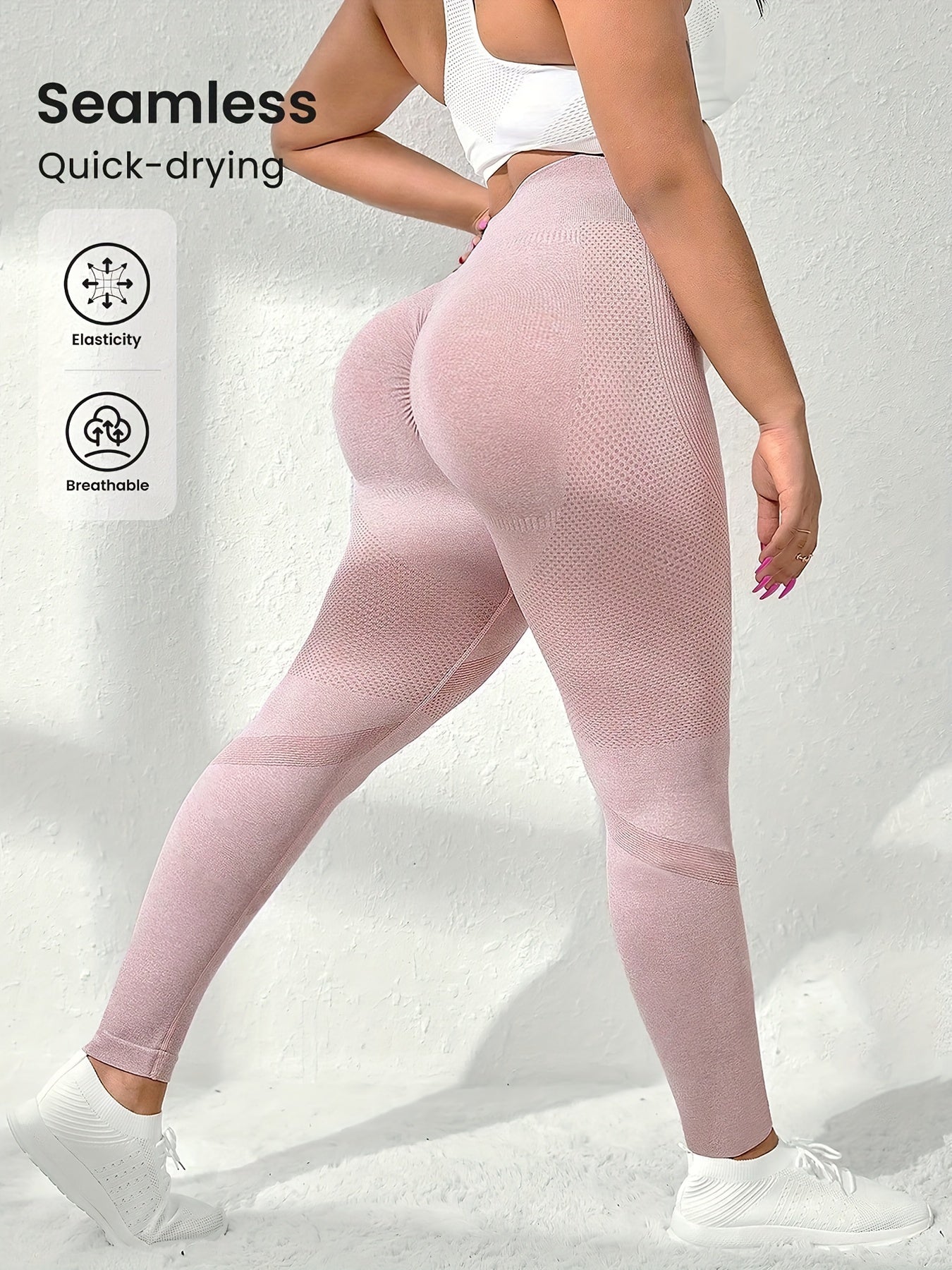 Leggings de yoga de cintura alta con efecto lifting de durazno para mujer, con secado rápido y diseño sin costuras