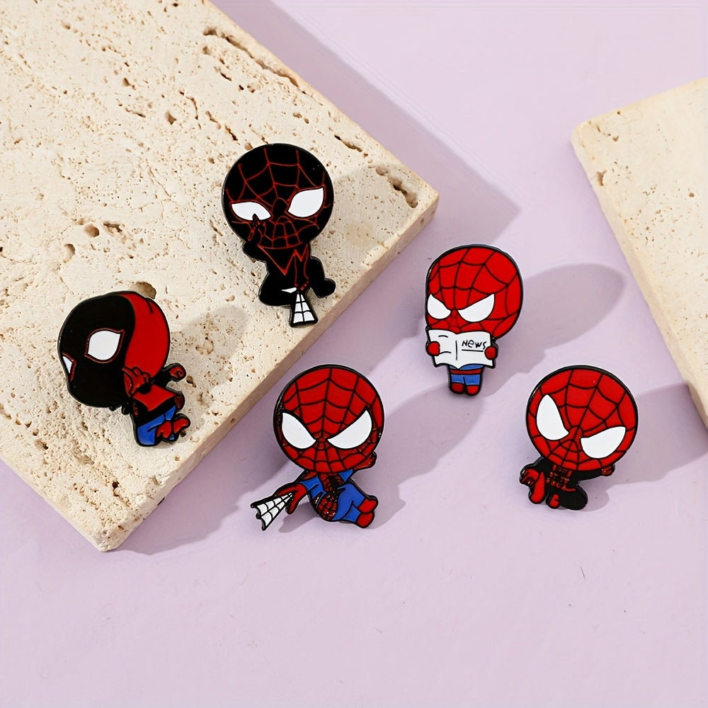 Set of 6 Marvel Spider-Man Enamel Brooch Pins Cartoon Anime Alloy Metal Fashion Accessories for Clothing and Backpacks