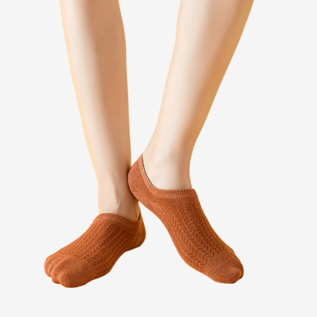 Women's Invisible Mesh Boat Socks Solid Color 5 Pairs