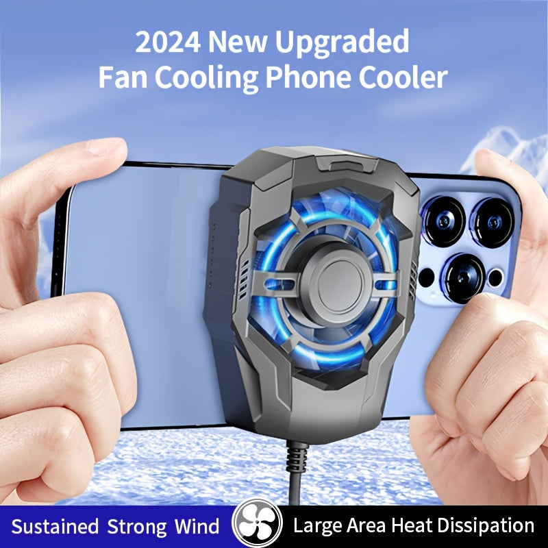 USB Powered Gaming Cell Phone Cooling Fan with Silent Operation and Blue LED Lights