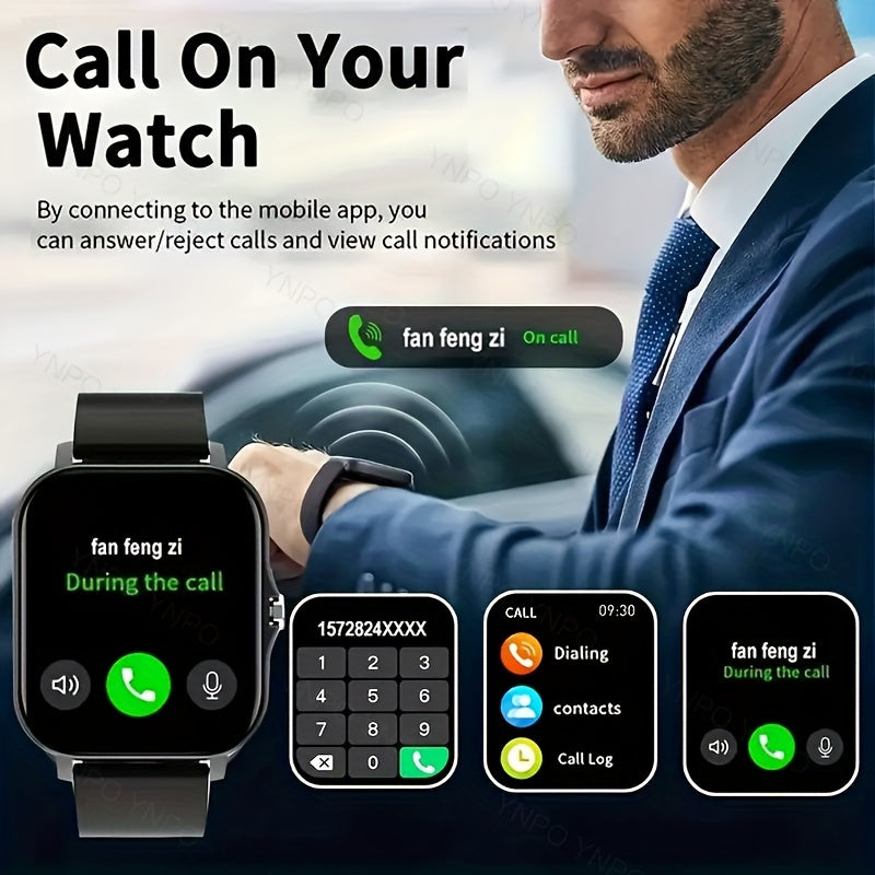 Smartwatch for Men and Women Wireless Calling Sports Modes Camera Control Message Notifications Ultra Thin Borderless Design Compatible with Android and iPhone