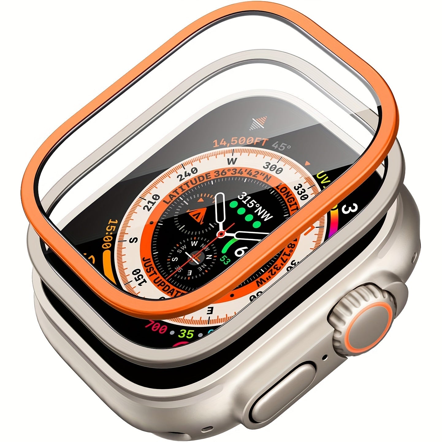 2pcs 9H Tempered Glass Screen Protectors for Apple Watch Ultra 2 1 49mm with Titanium Alloy Frame Scratch Resistant